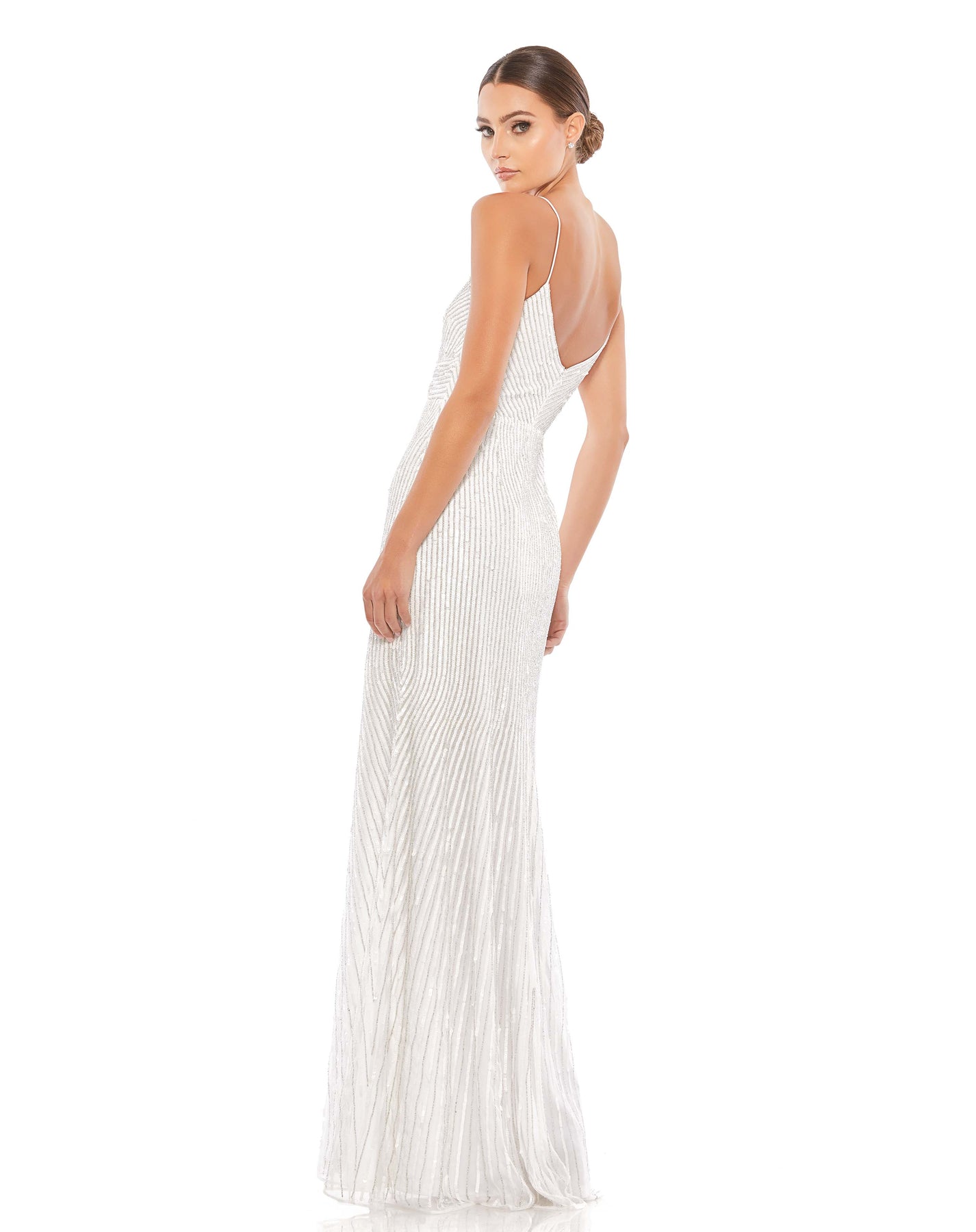 Mac Duggal- Sequin Spaghetti Strap Gown