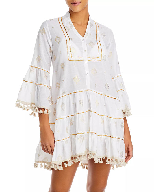 PQ Swim- Aqua Swim by PQ- Metallic Print Shirt Dress Swim Cover-Up