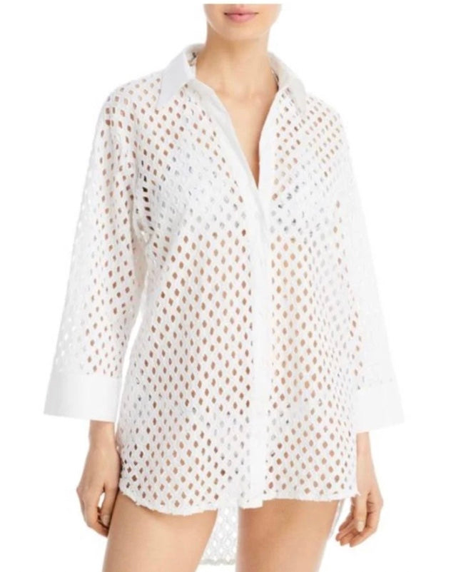 PQ Swim- Aqua Swim by PQ- Eyelet Cutout Button Front Cover Up