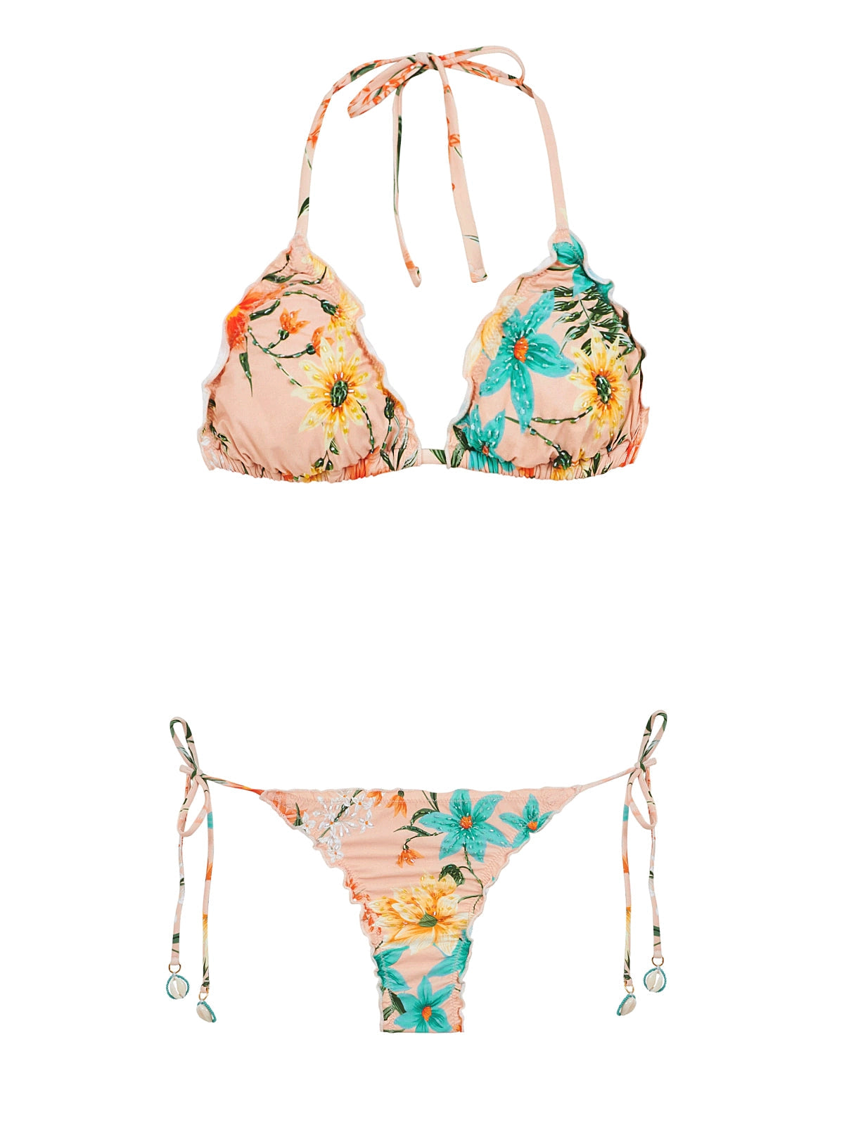 PQ Swim- Embroidered Lettuce Edge Triangle Bikini Top