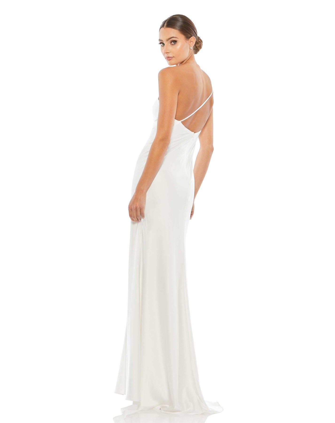 Mac Duggal- One Shoulder Double Strap Satin Gown