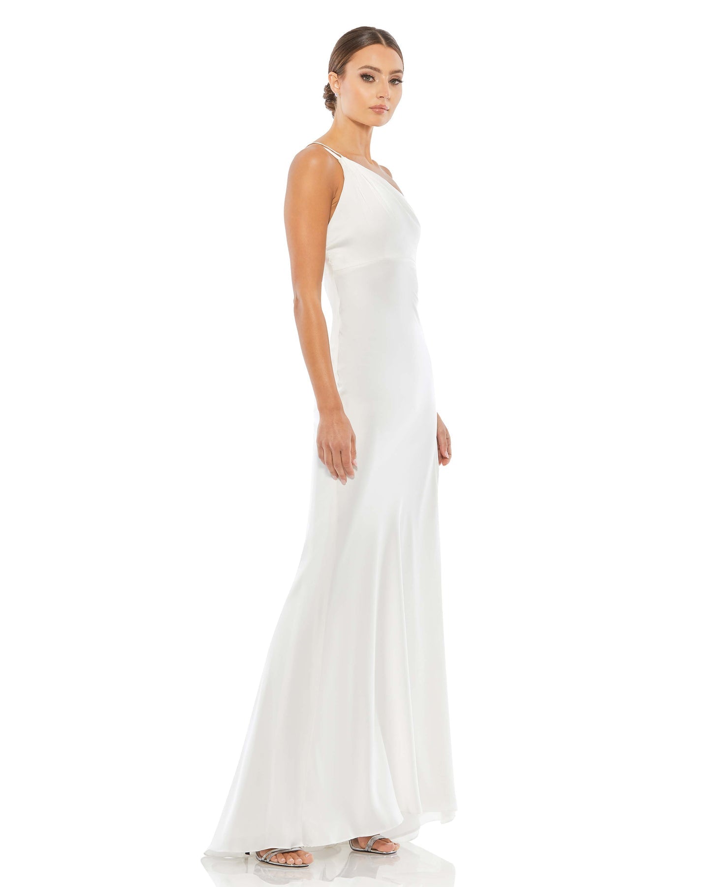 Mac Duggal- One Shoulder Double Strap Satin Gown