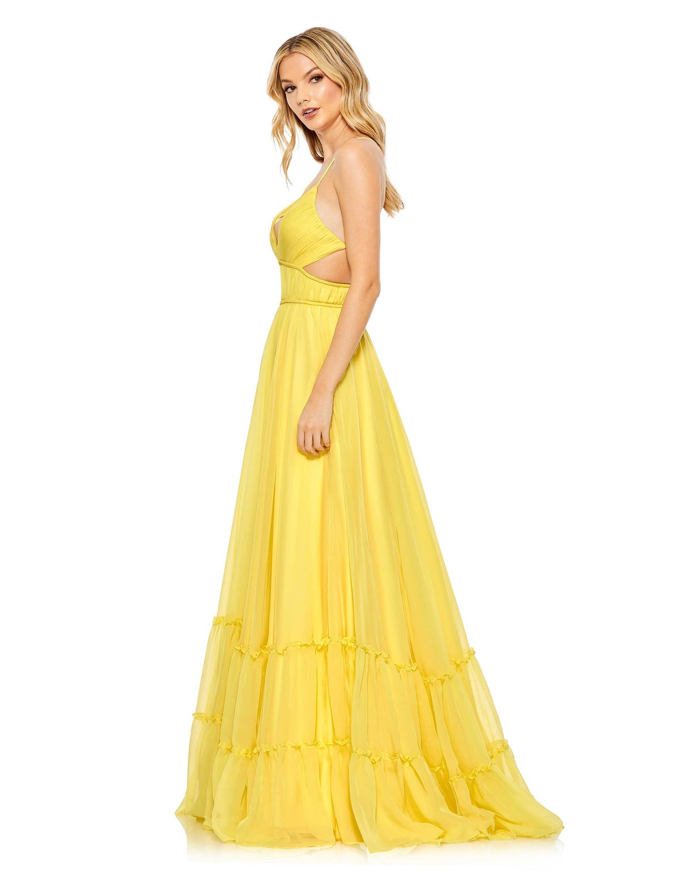 Mac Duggal- Solid Tiered Ruffle Gown