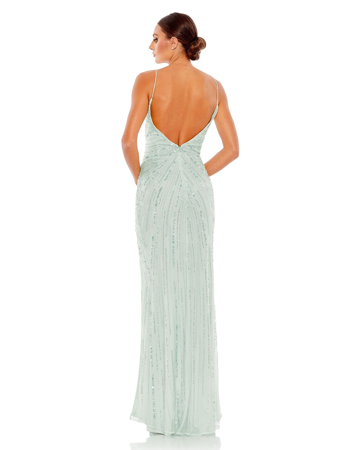 Mac Duggal- Beaded Faux Wrap Gown