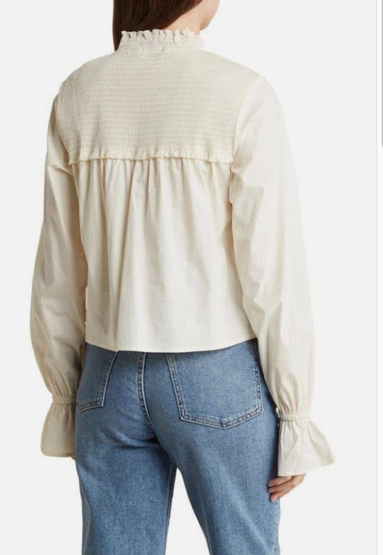 👗 RESORT SALE 👗 WeWoreWhat- Smocked Neck Poplin Blouse