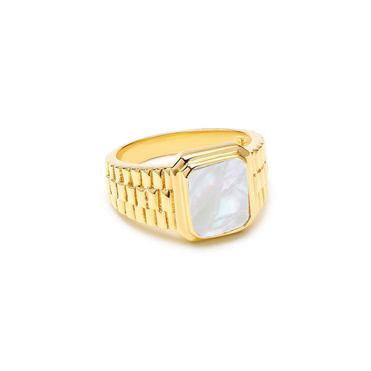 The M Jewelers- Valine Colored Stone Ring in Mother of Pearl