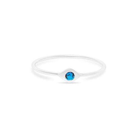 The M Jewelers- The Mini Evil Eye Gem Stone Ring (Silver)