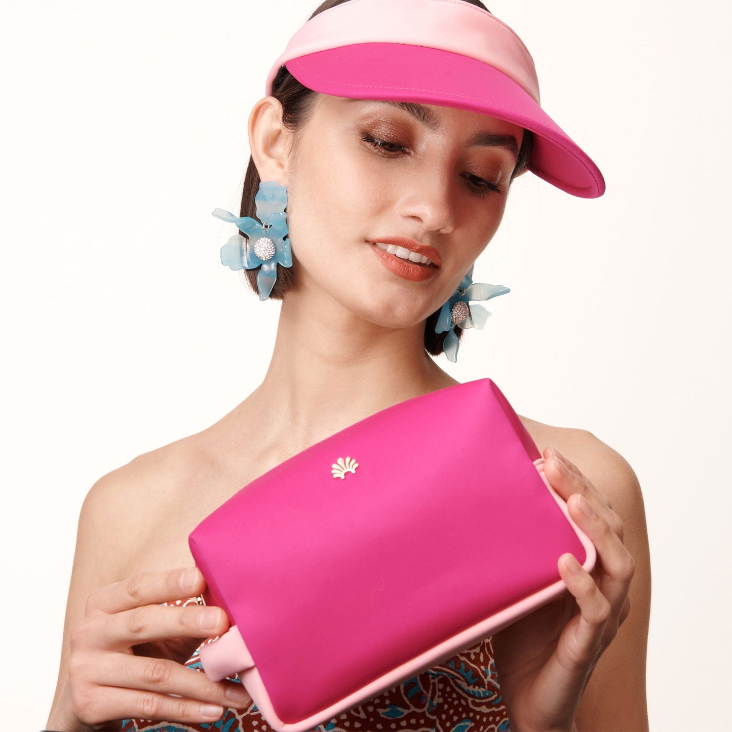 Lele Sadoughi- Puglia Pink Neoprene Mini Everything Pouch