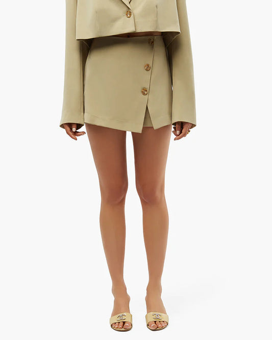 WeWoreWhat- Faux Wrap Mini Suiting Skirt
