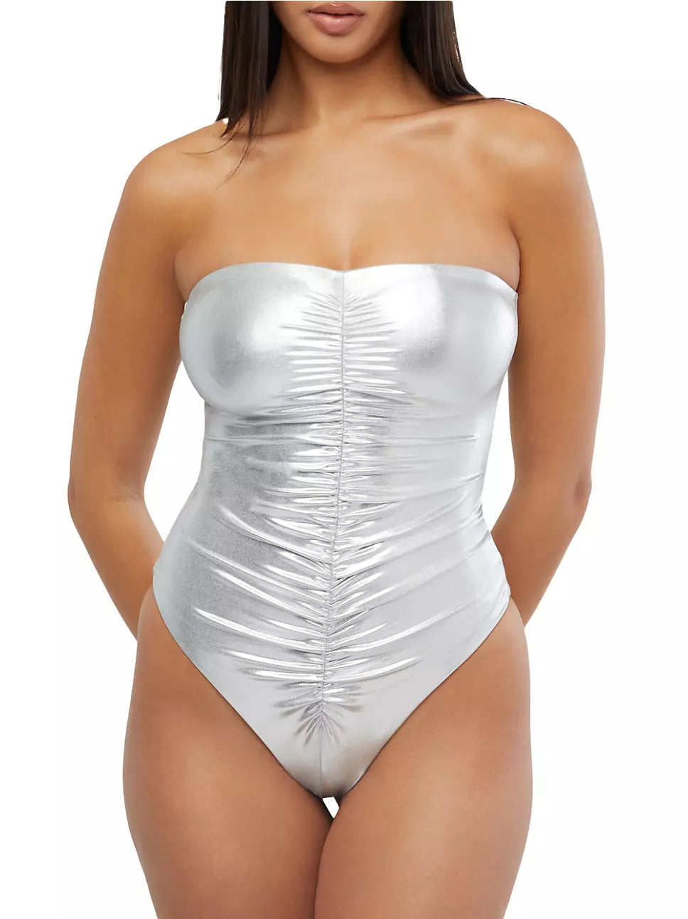 WeWoreWhat- Strapless Ruched One Piece