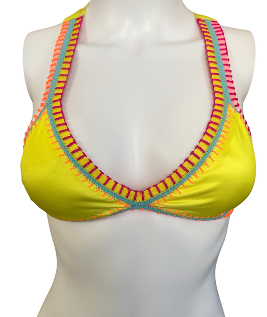 PQ Swim- PRODUCTION SAMPLE- Crochet Trim Bikini Top