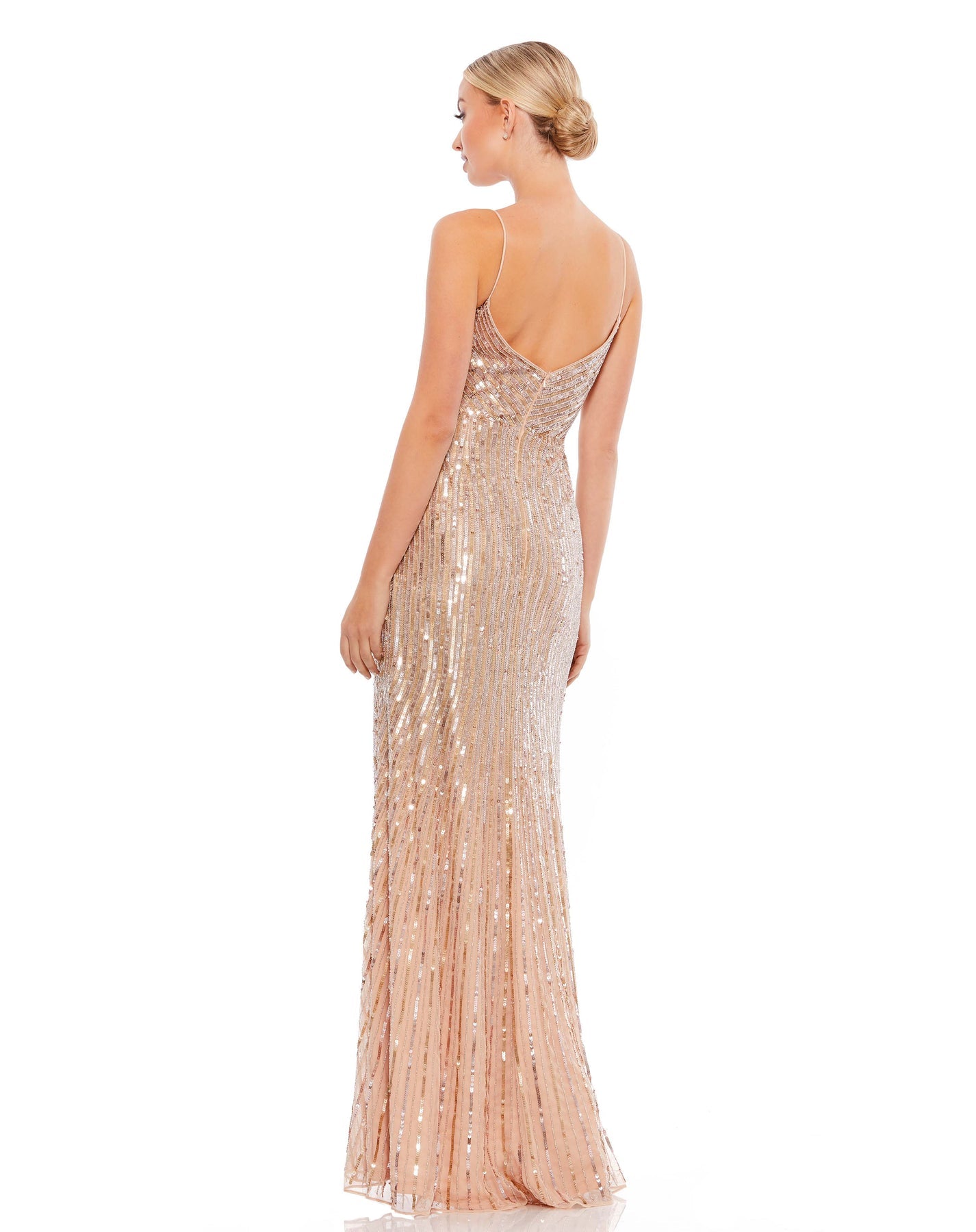 Mac Duggal- Sequin Spaghetti Strap Gown