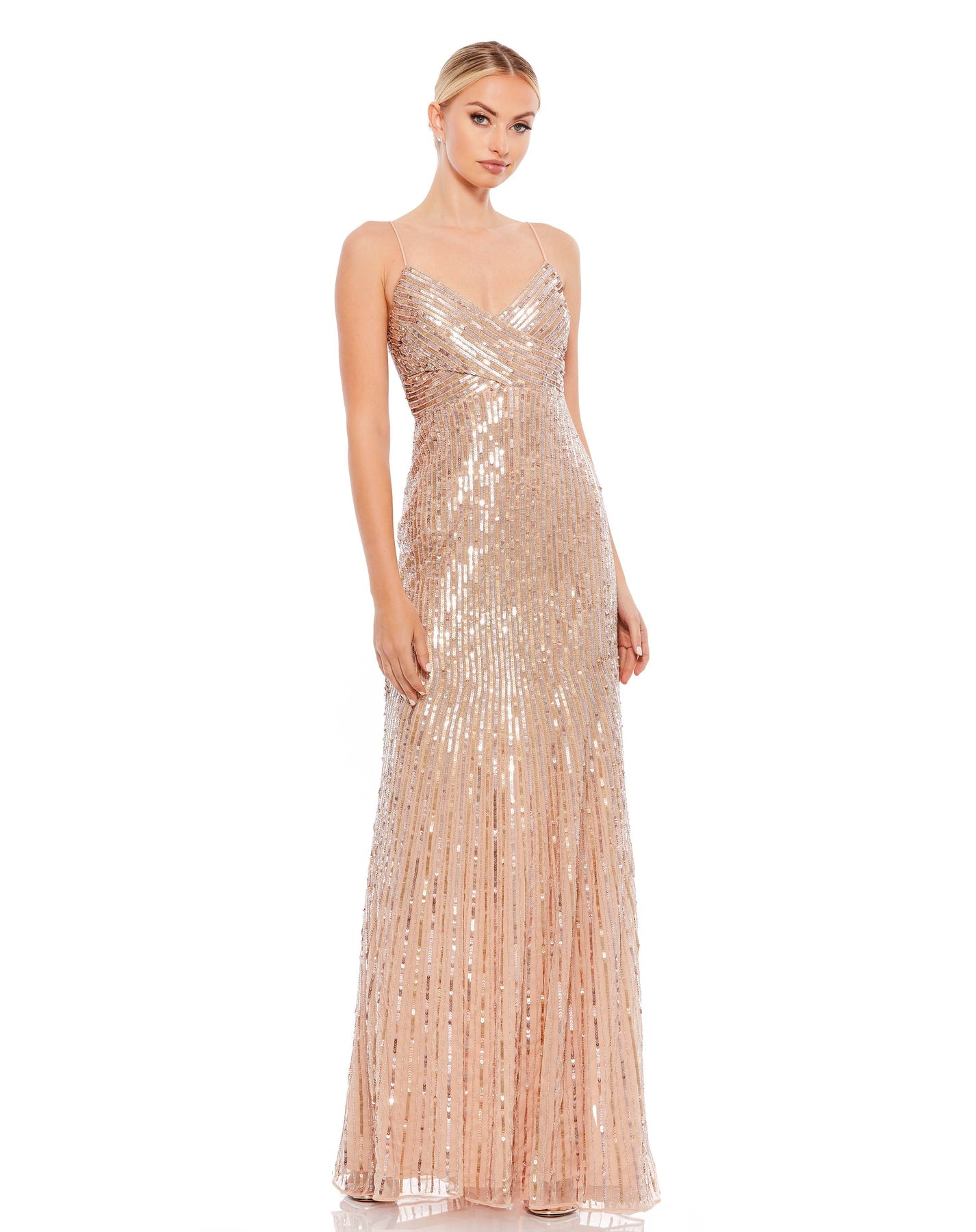 Mac Duggal- Sequin Spaghetti Strap Gown