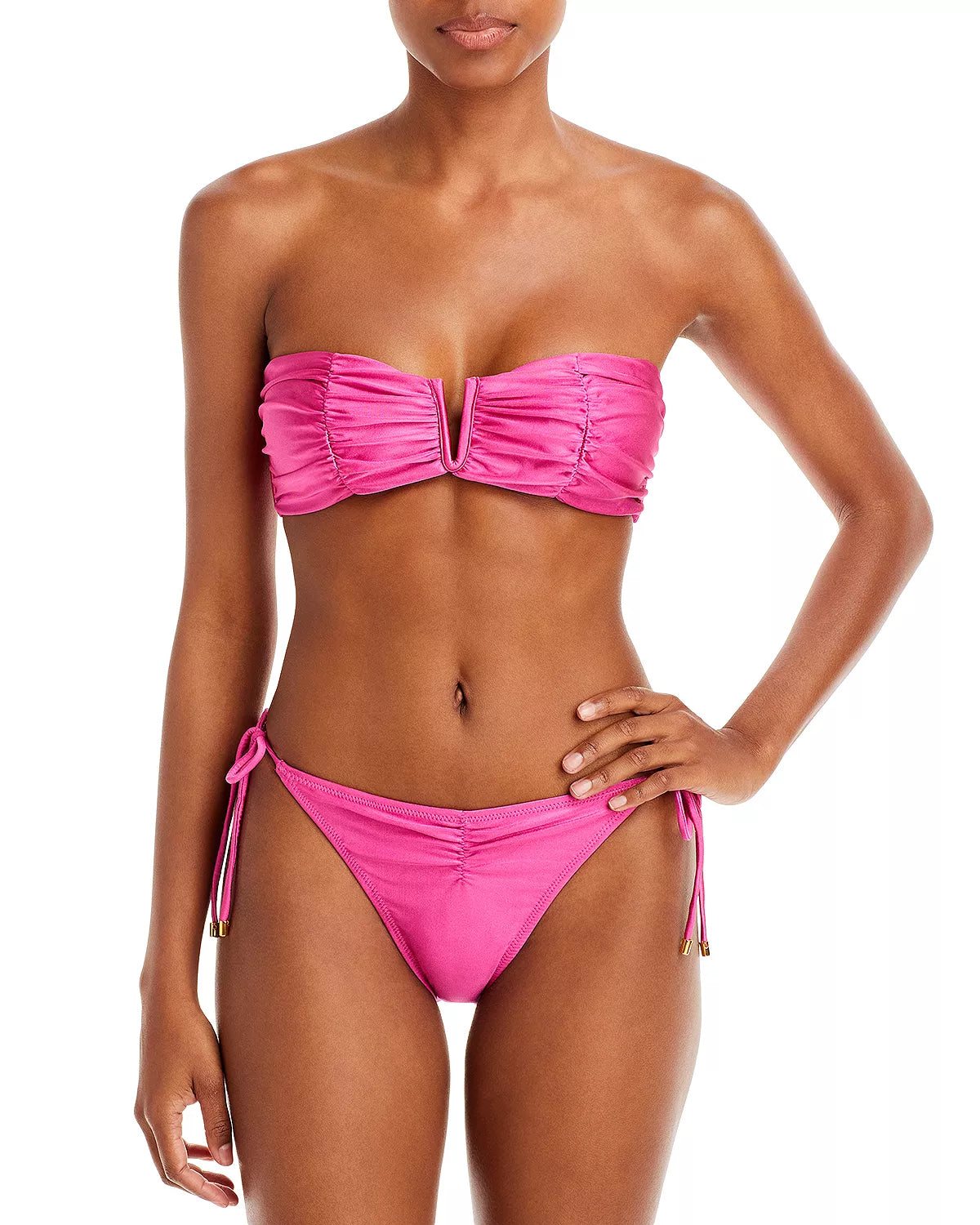 PQ Swim- Ruched V-Wire Bandeau Bikini Top