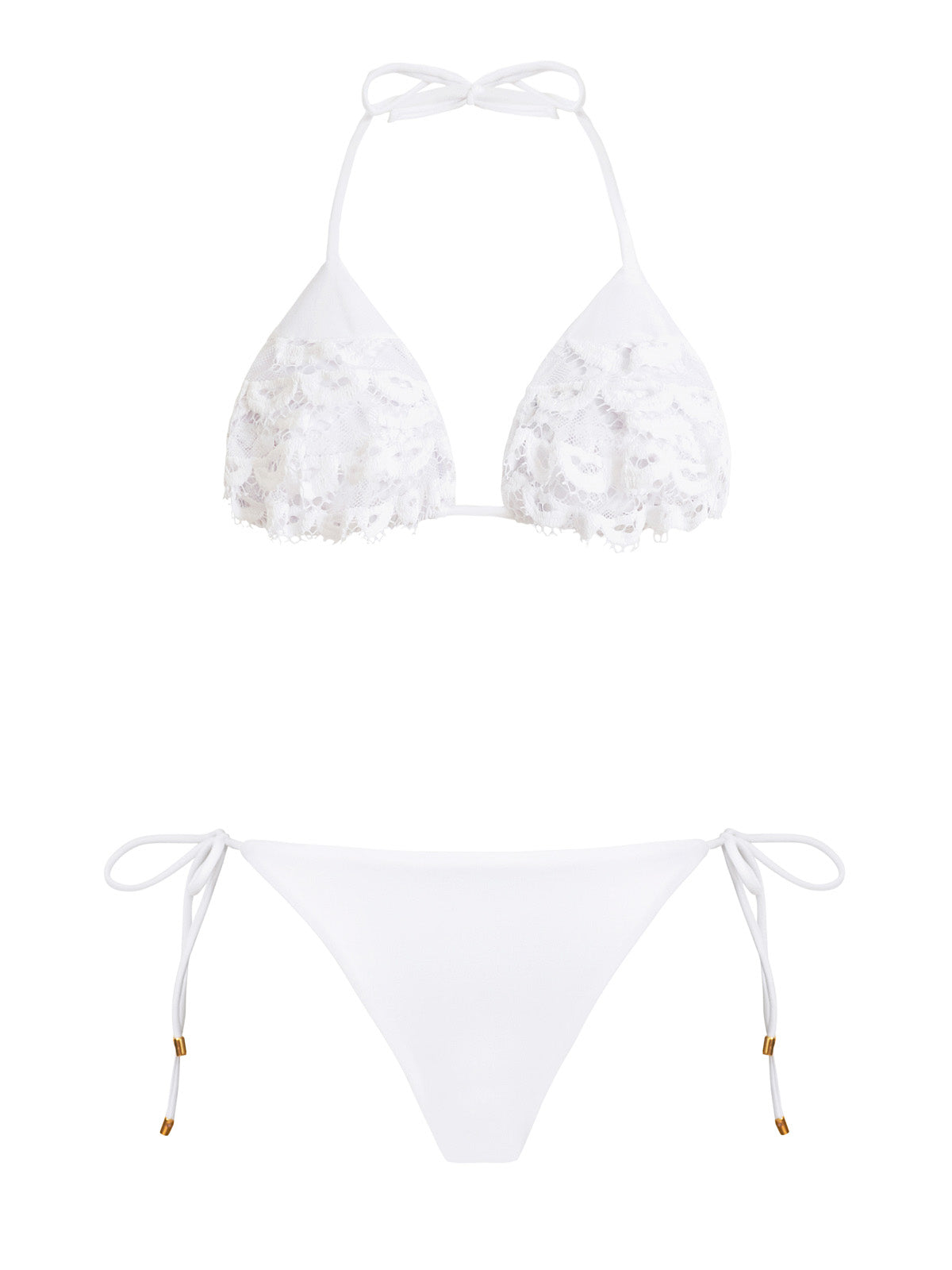 PQ Swim- Lace Ruffle Triangle Bikini Top