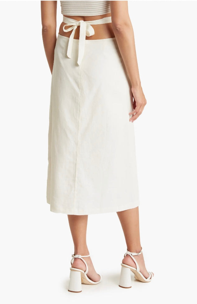 WeWoreWhat- Cut Out Linen Blend Midi Skirt