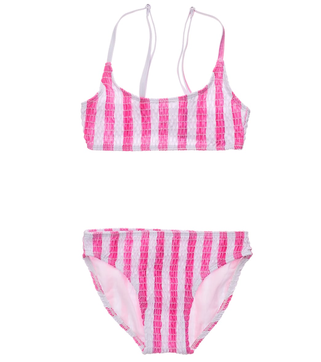 Snapper Rock- Fiesta Stripe Shirred Crop Bikini