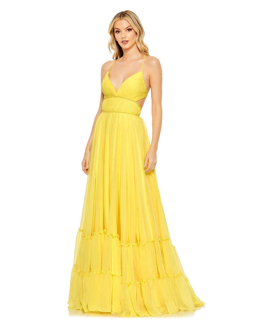 Mac Duggal- Solid Tiered Ruffle Gown