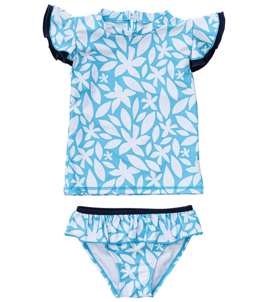 Snapper Rock- Aqua Bloom Short Sleeve Ruffle Set