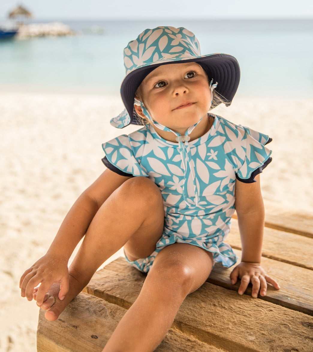 Snapper Rock- Aqua Bloom Short Sleeve Ruffle Set