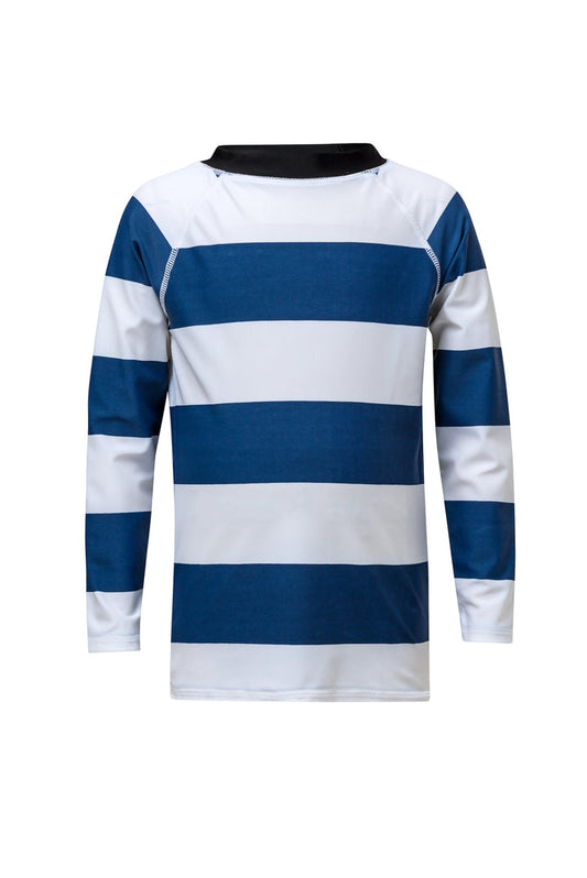 Snapper Rock- Denim & White Rugby Long Sleeve Rash Top