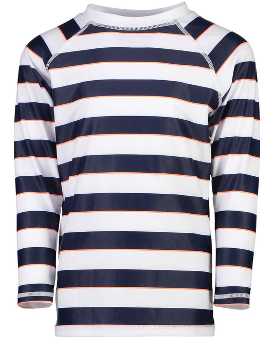 Snapper Rock- Navy & White Stripe Rugby Long Sleeve Rash Top