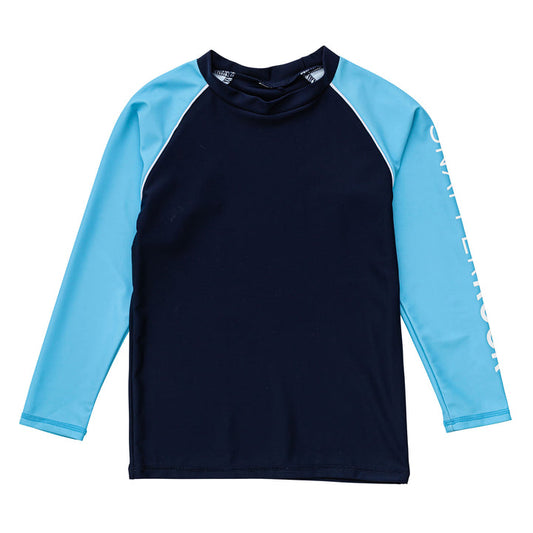 Snapper Rock- Navy & Aqua Long Sleeve Rash Top