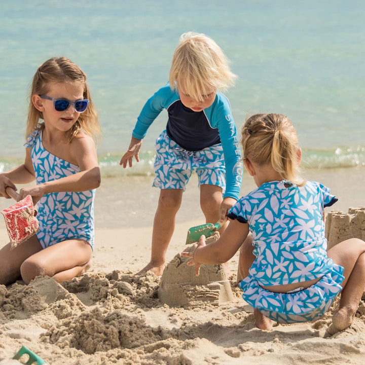 Snapper Rock- Navy & Aqua Long Sleeve Rash Top