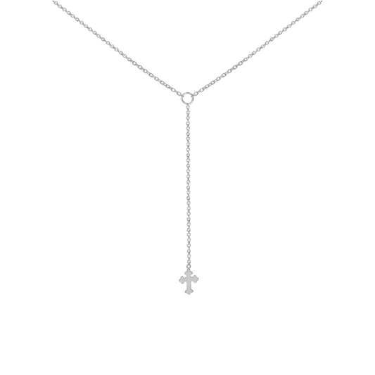 The M Jewelers- The Cross Choker Drop Necklace (Sterling Silver)