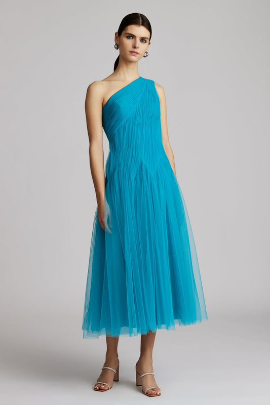 Zac Posen- One Shoulder Midi Tulle Dress