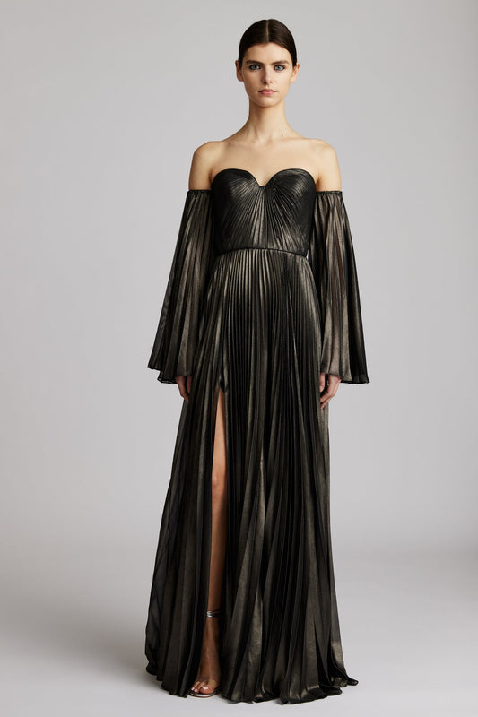 Zac Posen- Off Shoulder Pleated Gown