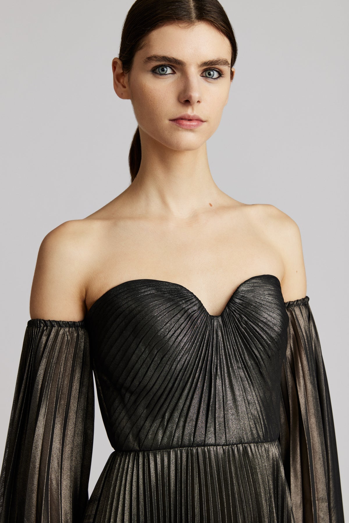 Zac Posen- Off Shoulder Pleated Gown