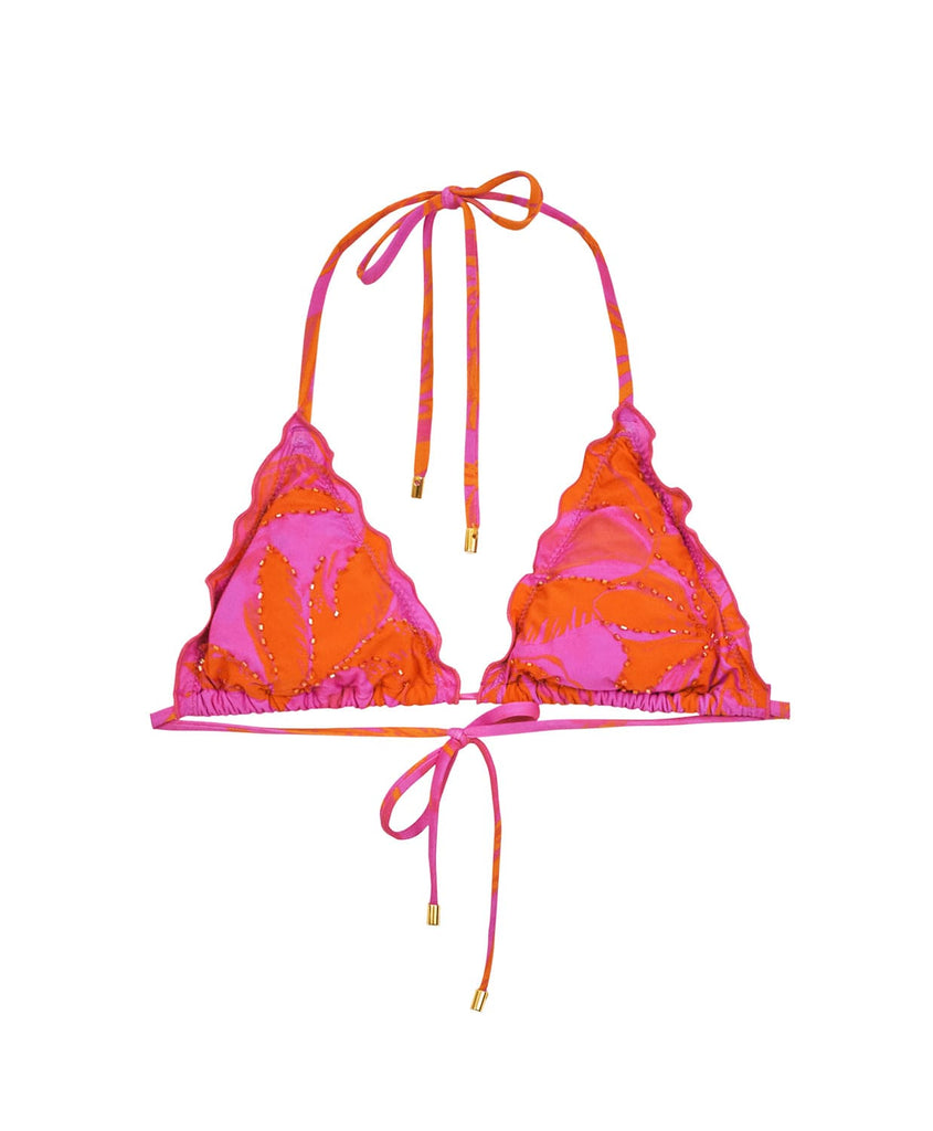 PQ Swim- Embroidered Lettuce Edge Triangle Bikini Top