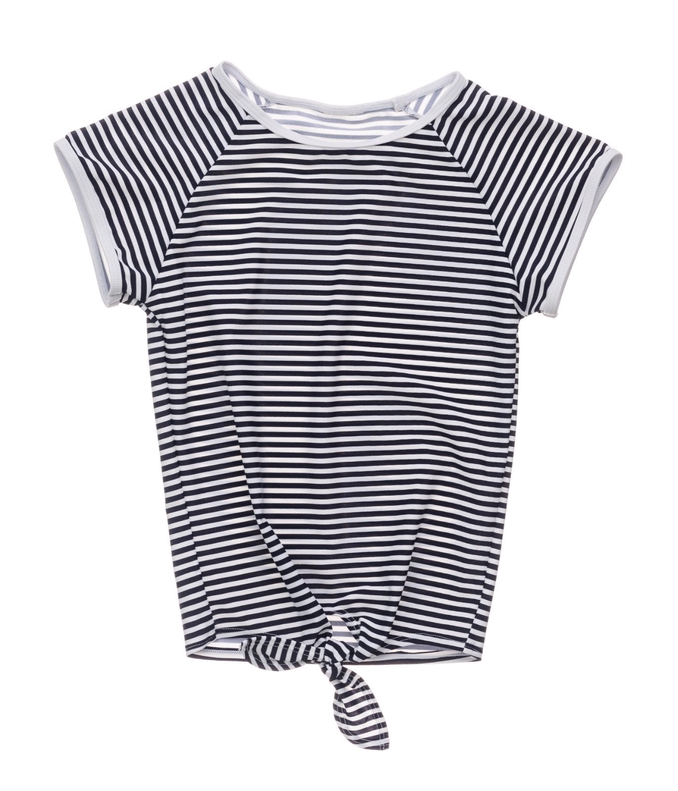 Snapper Rock- Nautical Stripe Knot Front Short Sleeve Rash Top