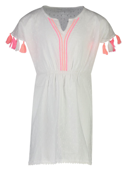 Snapper Rock- White Neon Tassel Kaftan