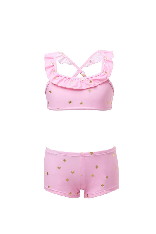 Snapper Rock- Pink & Gold Star Ruffle Sports Set