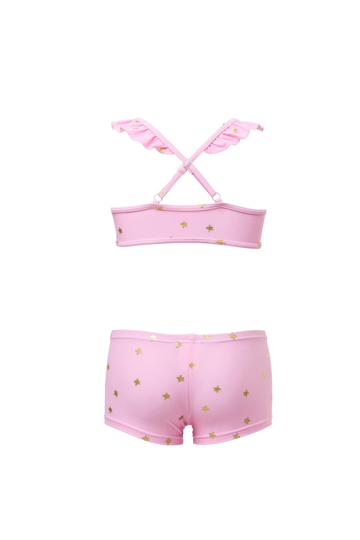 Snapper Rock- Pink & Gold Star Ruffle Sports Set