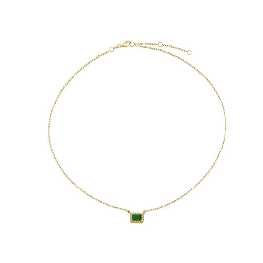 The M Jewelers- The Mini Halo Stone Necklace (Green)