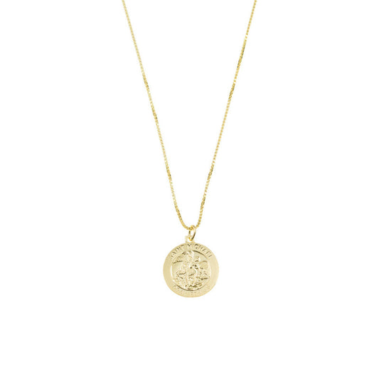The M Jewelers- The St Michael Single Medal Necklace (Gold)