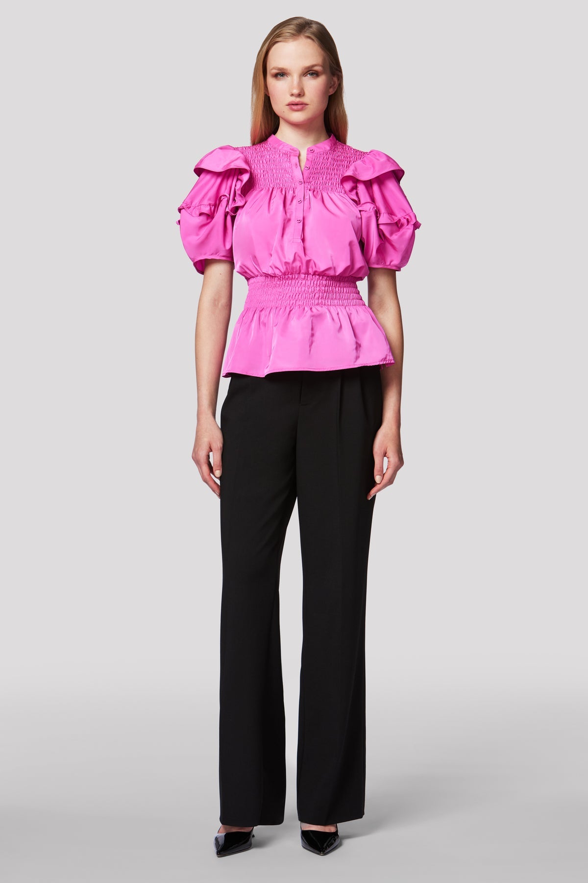 Zac Posen- Puff Sleeve Taffeta Top