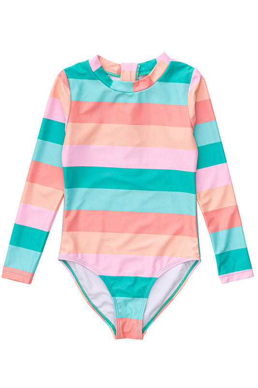 Snapper Rock- Sunset Stripe Long Sleeve Surf Suit
