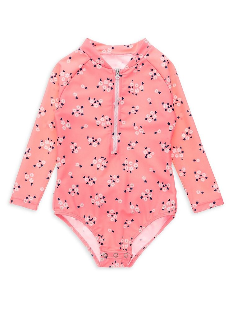 Snapper Rock- Ditsy Coral Baby Long Sleeve Surf Suit