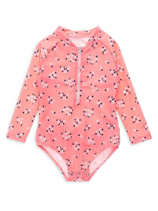 Snapper Rock- Ditsy Coral Baby Long Sleeve Surf Suit