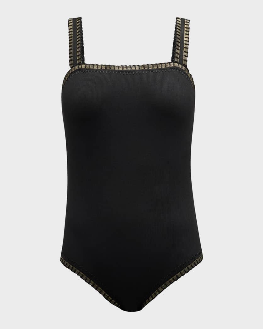 PQ Swim- Crochet Trim One Piece Suit