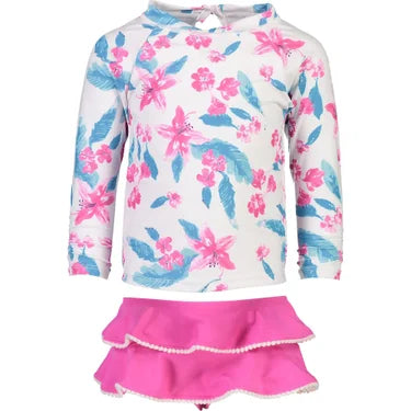 Snapper Rock- Fuscha Lily Long Sleeve Ruffle Set